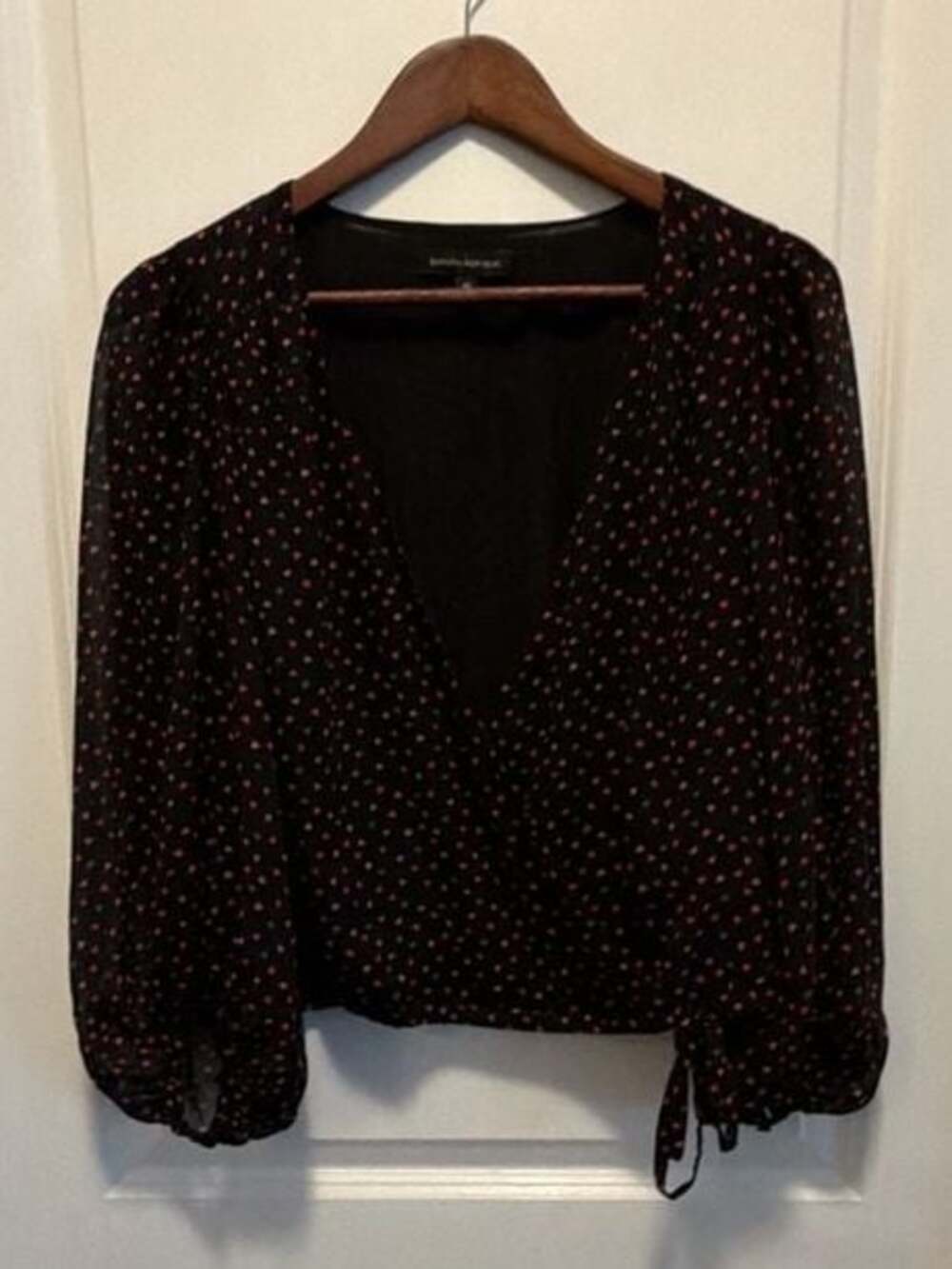 Banana Republic Heart Print Long Sleeve Wrap Blouse XS